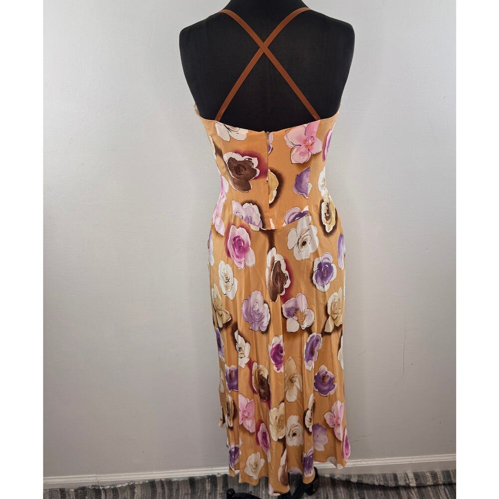 VINTAGE 90's Y2K Laundry by Shelli Segal Beige Fitted Dress Floral Sweetheart 6 - Picture 4 of 11